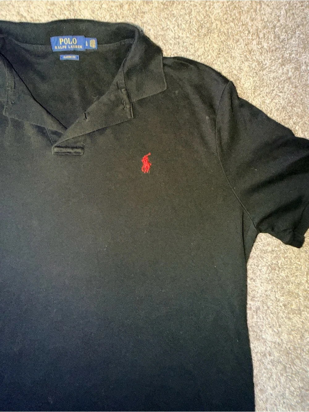 Ralph Lauren Black Polo with Red Pony Logo